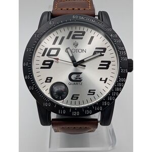 Croton CX328005 Quartz Men's Watch Tachymeter Compass Dial New Strap Runs